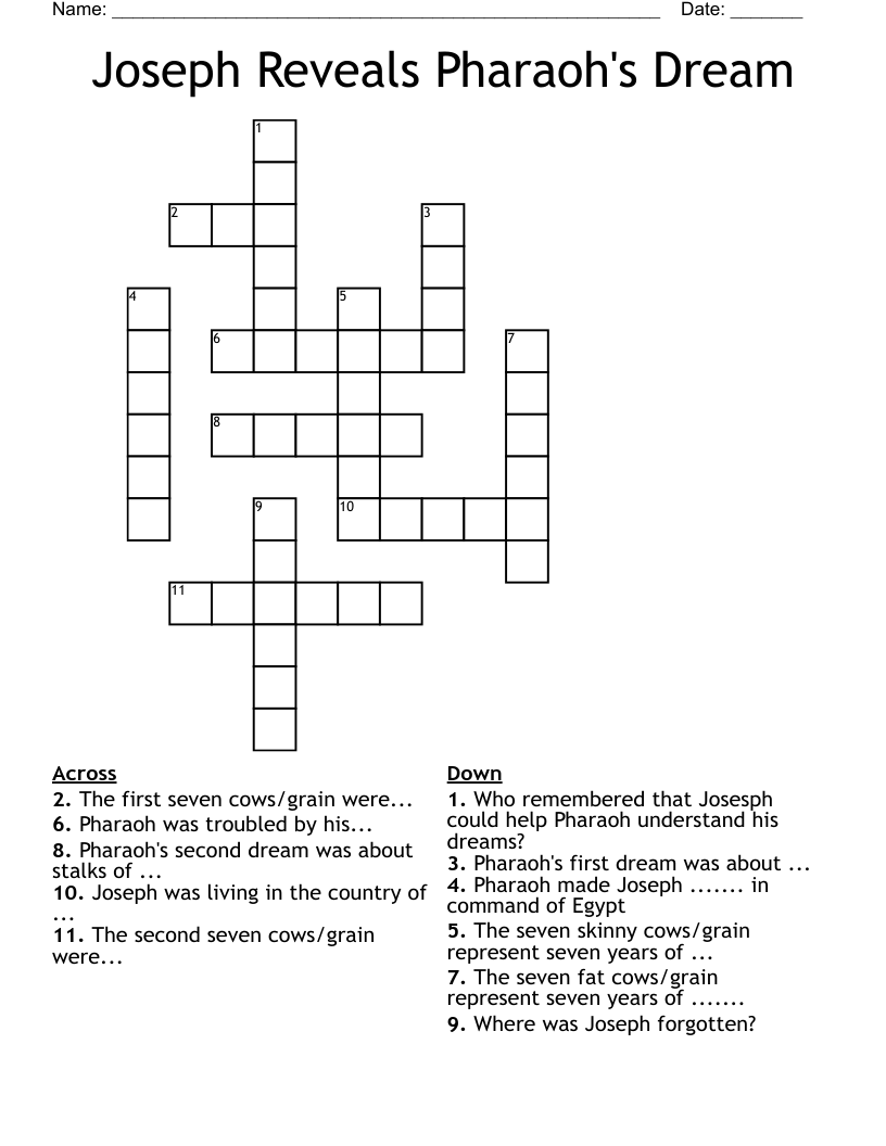 Joseph Reveals Pharaoh's Dream Crossword