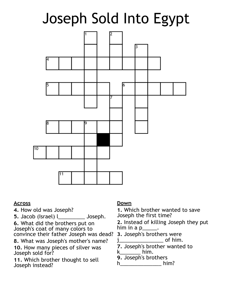 Joseph Sold Into Egypt Crossword