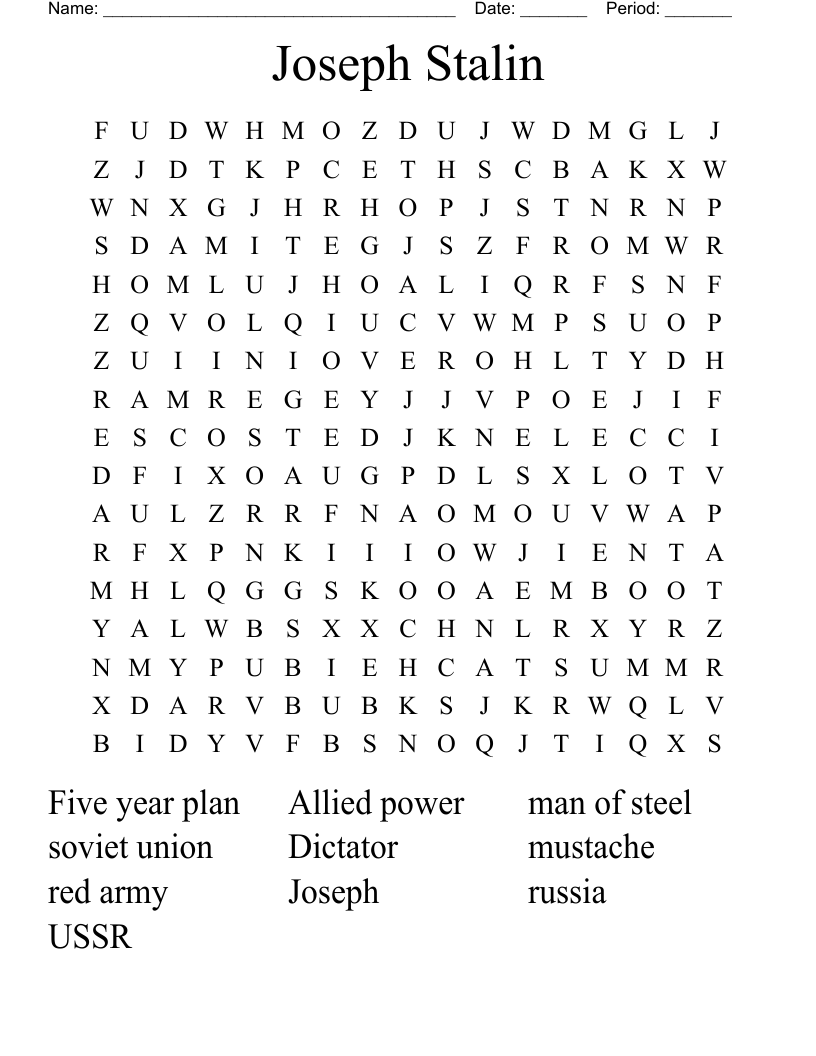 Joseph Stalin Word Search