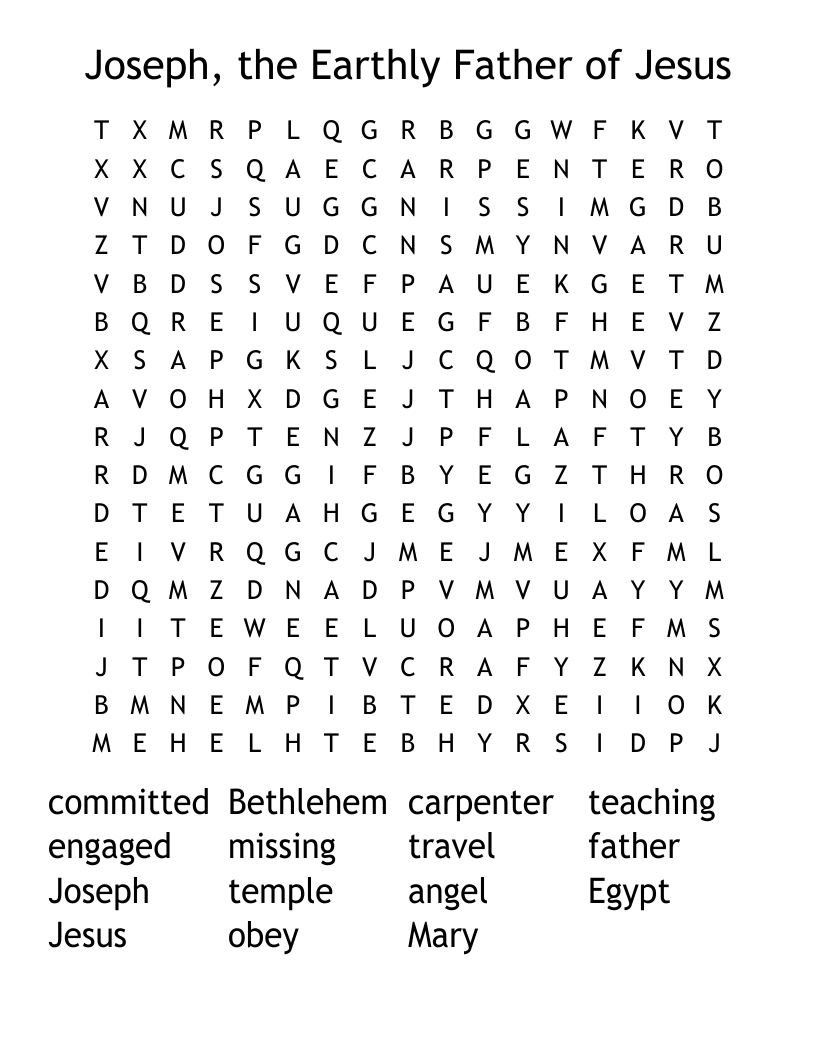 Joseph, the Earthly Father of Jesus Word Search