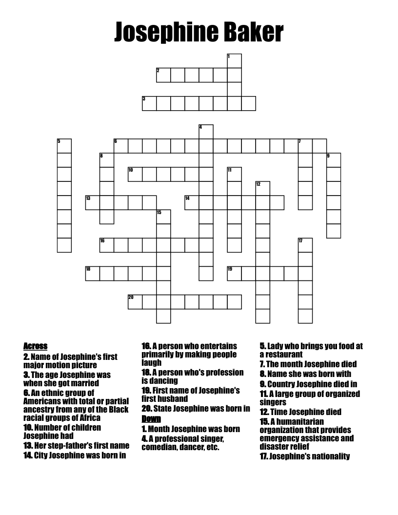 Josephine Baker Crossword