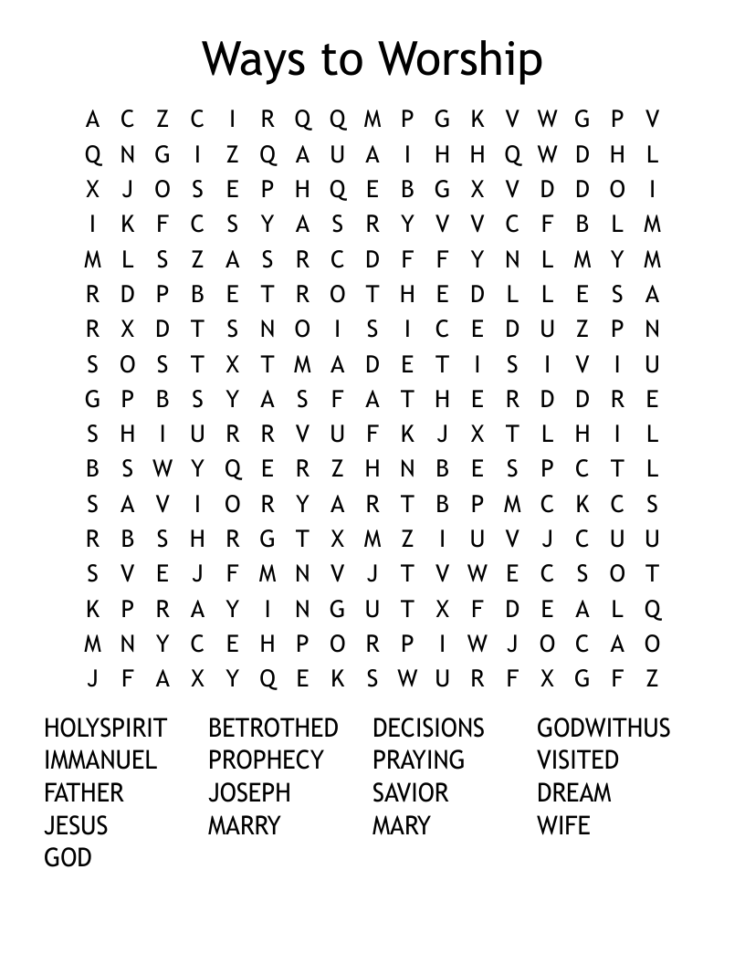 Ways to Worship Word Search