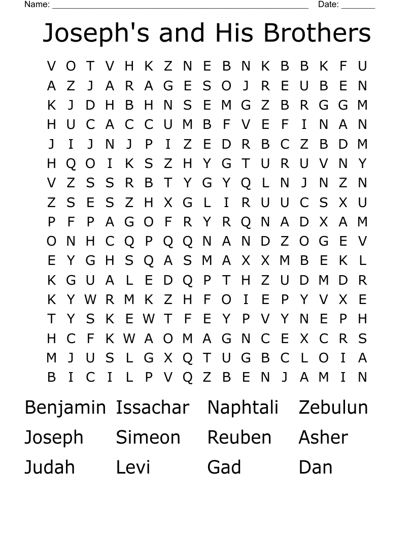 Joseph's and His Brothers Word Search