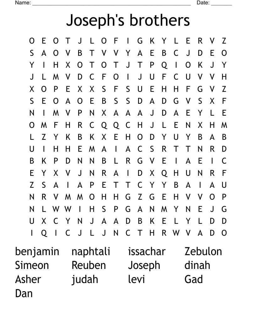 Joseph's brothers Word Search