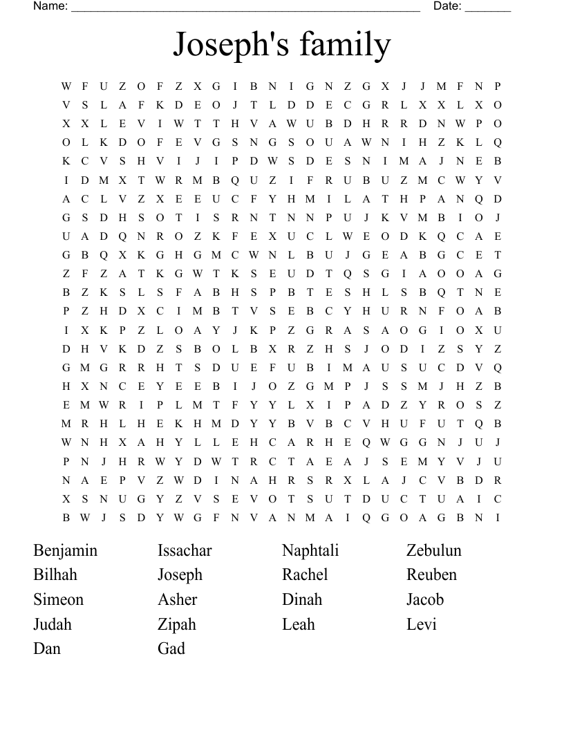 Joseph's family Word Search