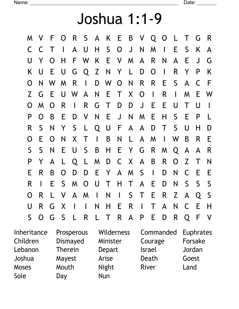 Joshua 1:1-9 Word Search