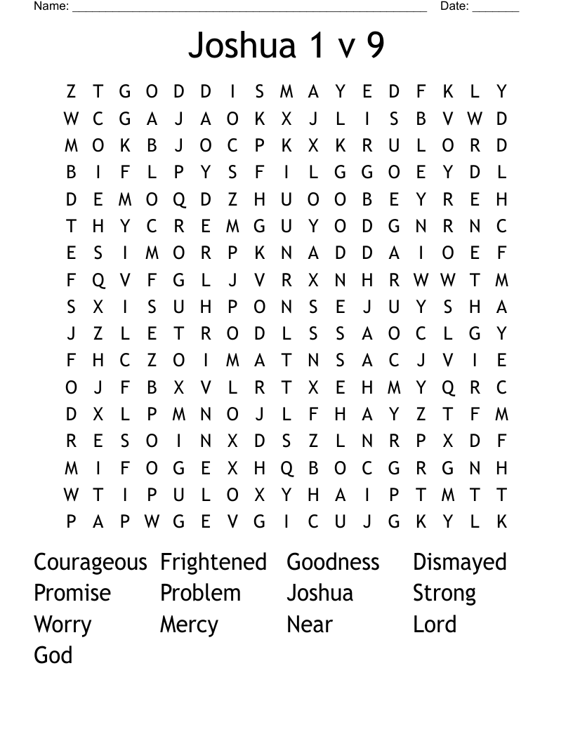 Joshua 1 v 9 Word Search