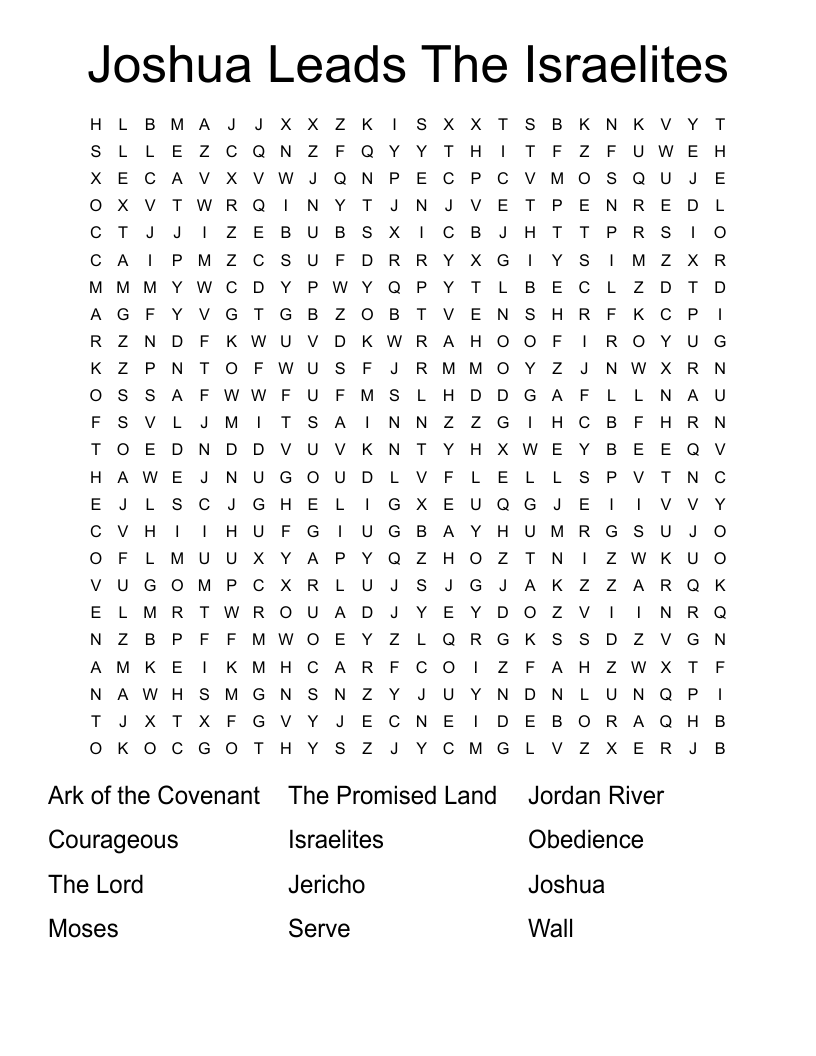 Joshua Leads The Israelites Word Search