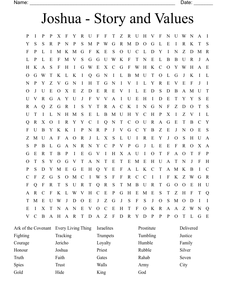Joshua - Story and Values Word Search