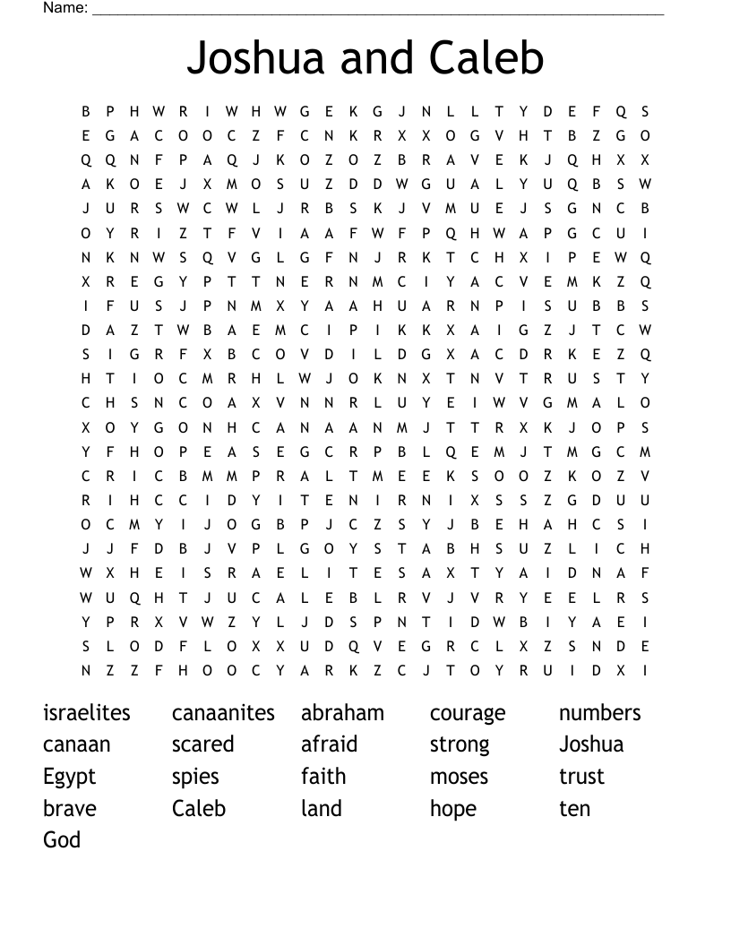 Joshua and Caleb Word Search