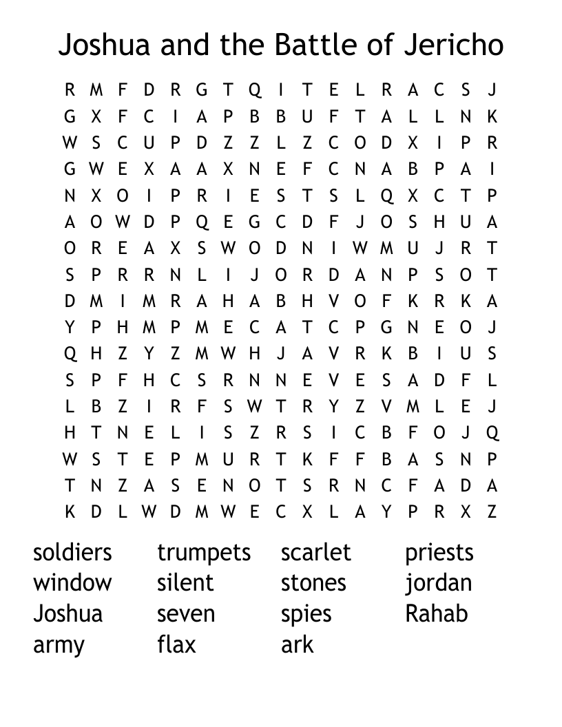 Joshua and the Battle of Jericho Word Search