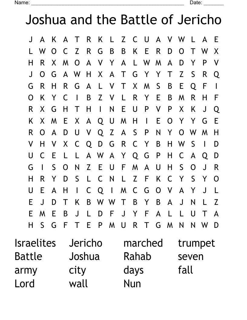 Joshua and the Battle of Jericho Word Search