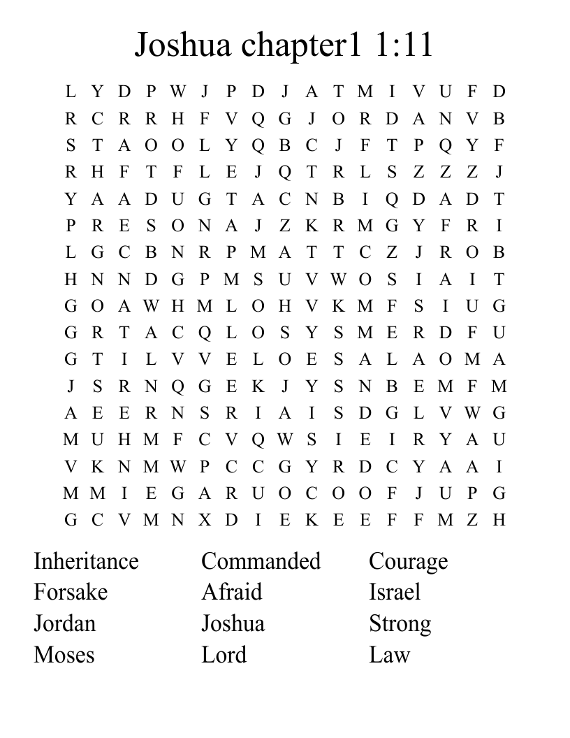 Joshua chapter1 1:11 Word Search