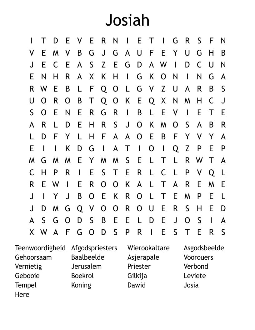 Josiah Word Search