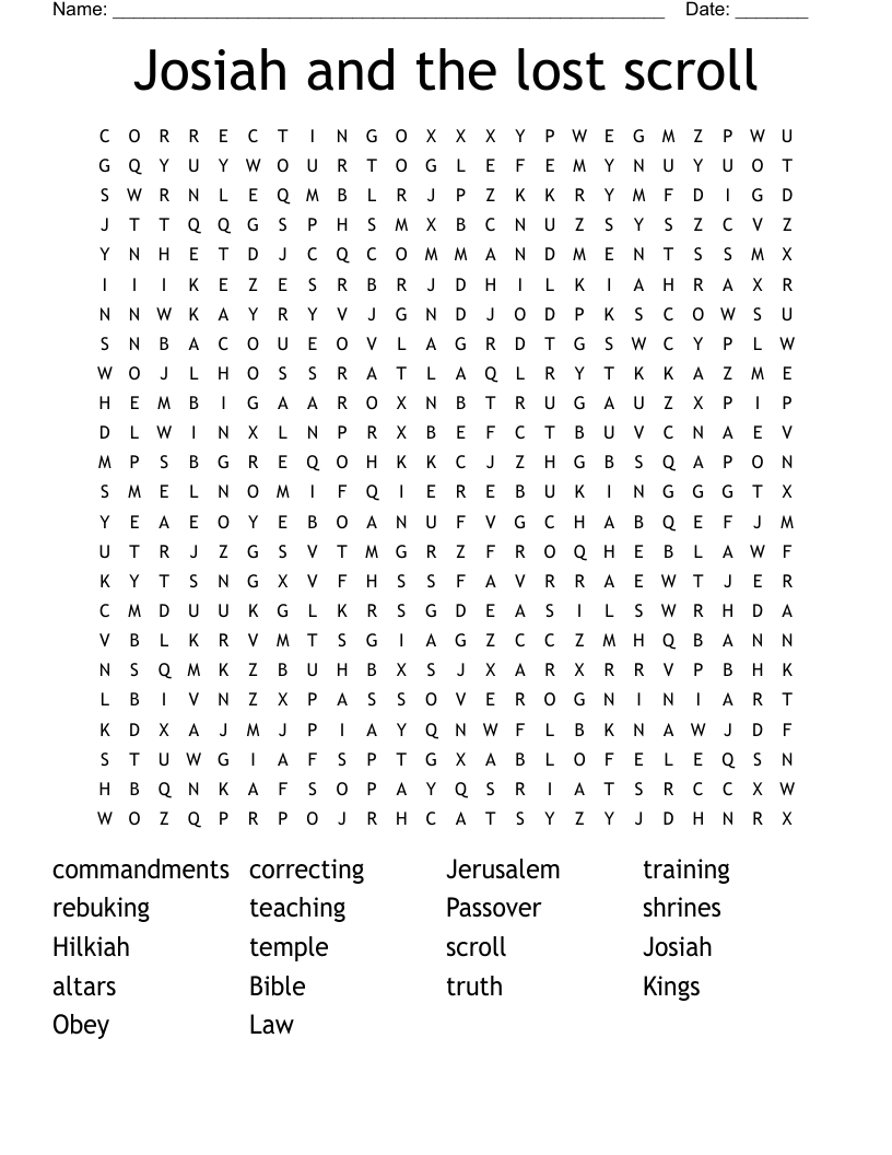 Josiah and the lost scroll Word Search