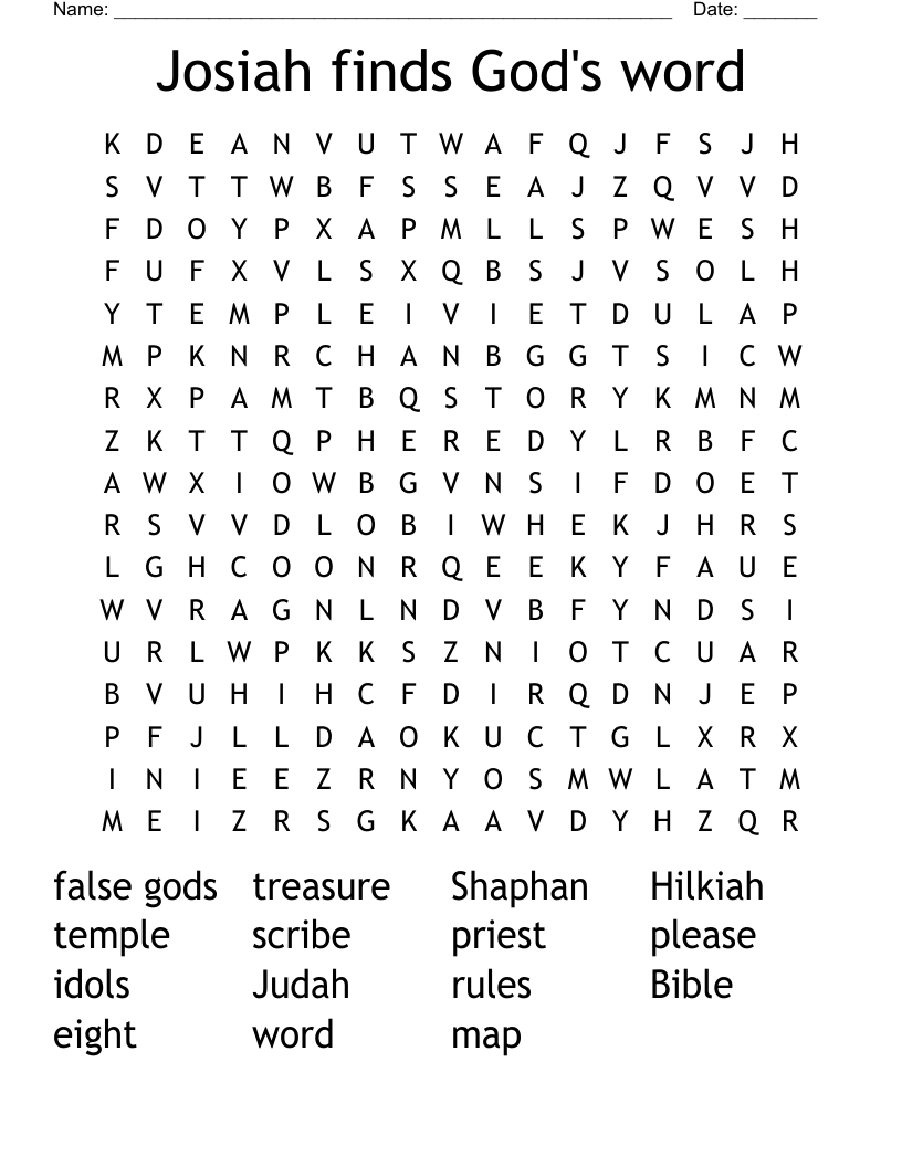 Josiah finds God's word Word Search