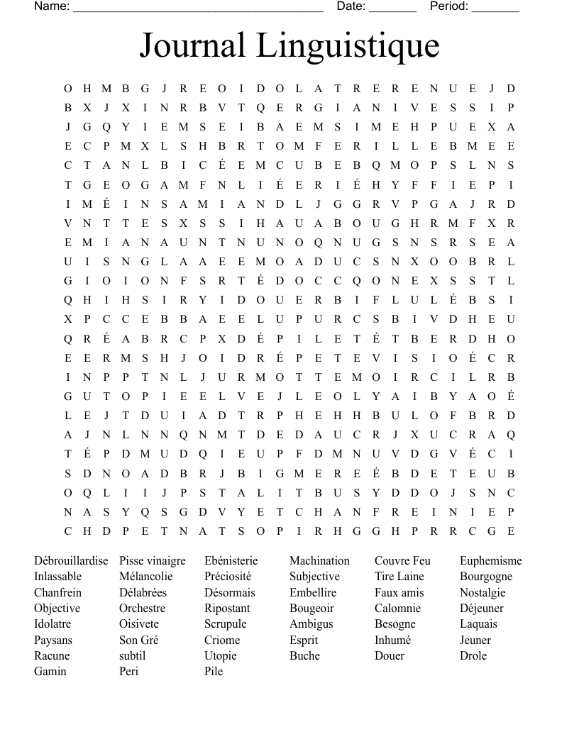 Journal Linguistique  Word Search
