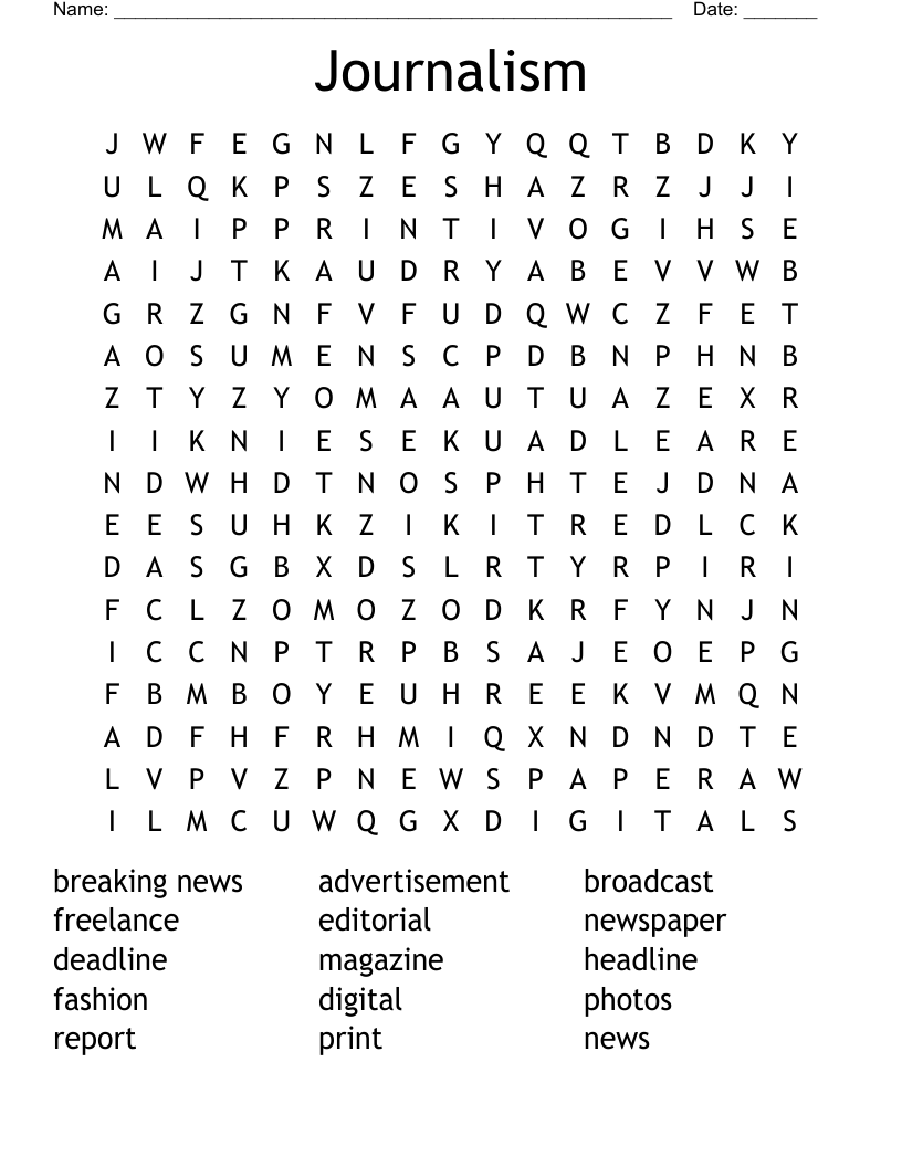 Journalism Word Search
