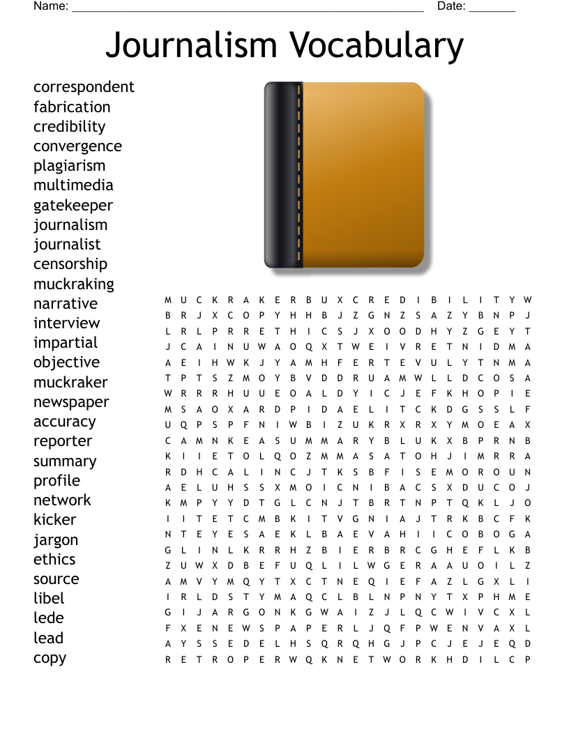 Journalism Vocabulary Word Search