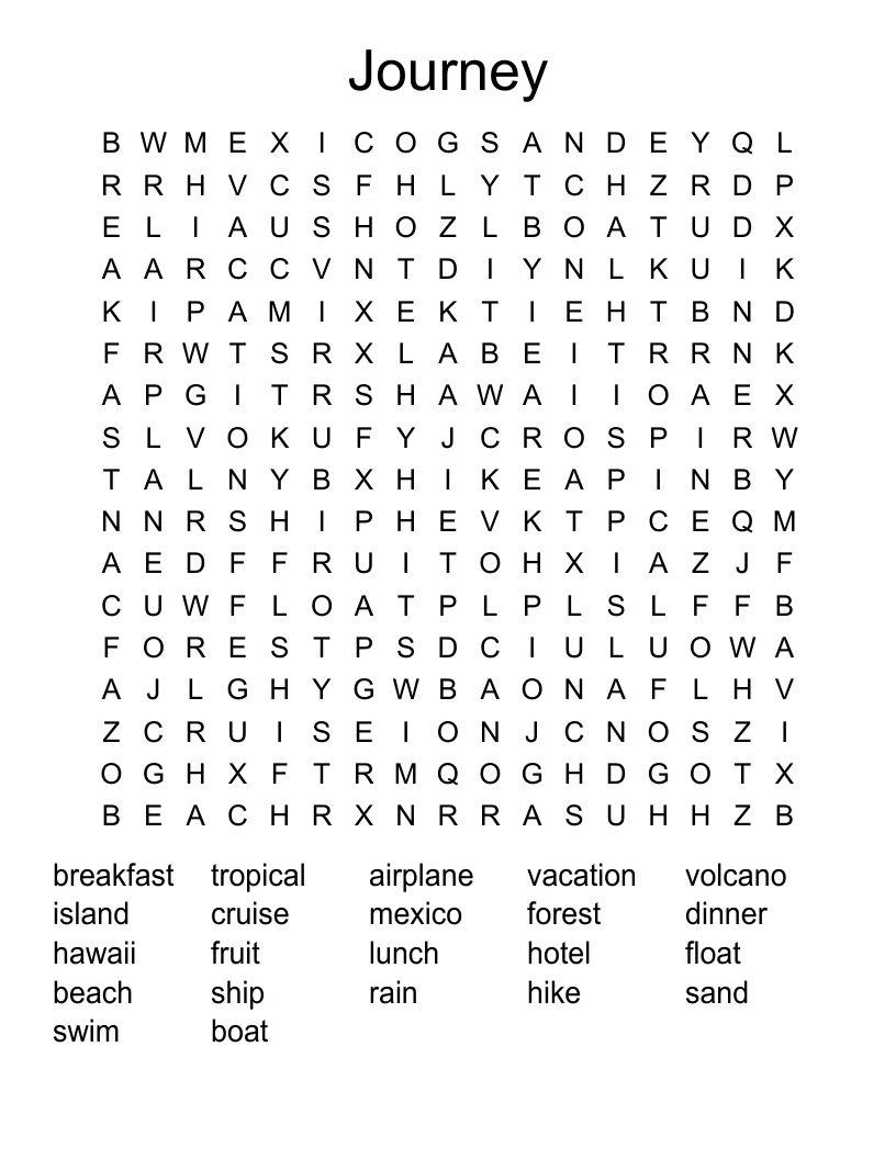 Journey Word Search
