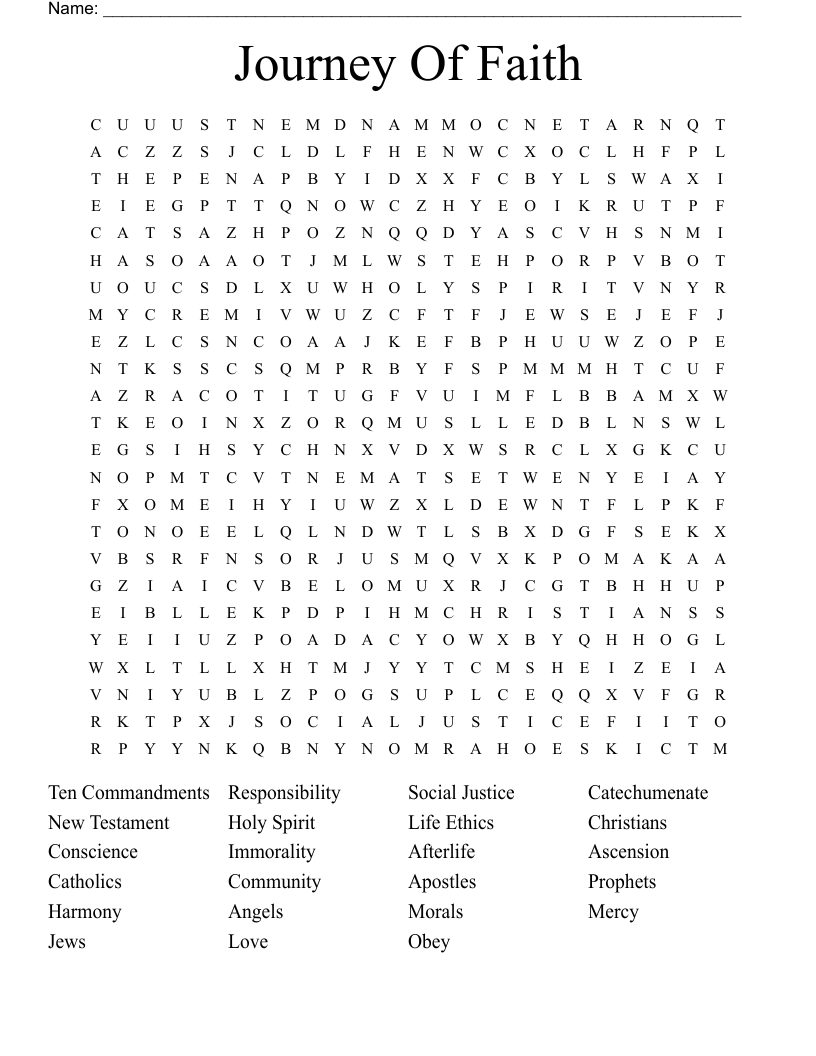 Journey Of Faith  Word Search