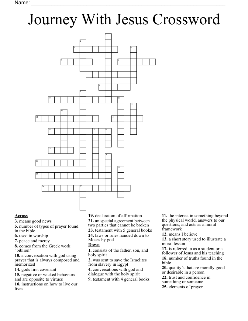 Journey With Jesus Crossword