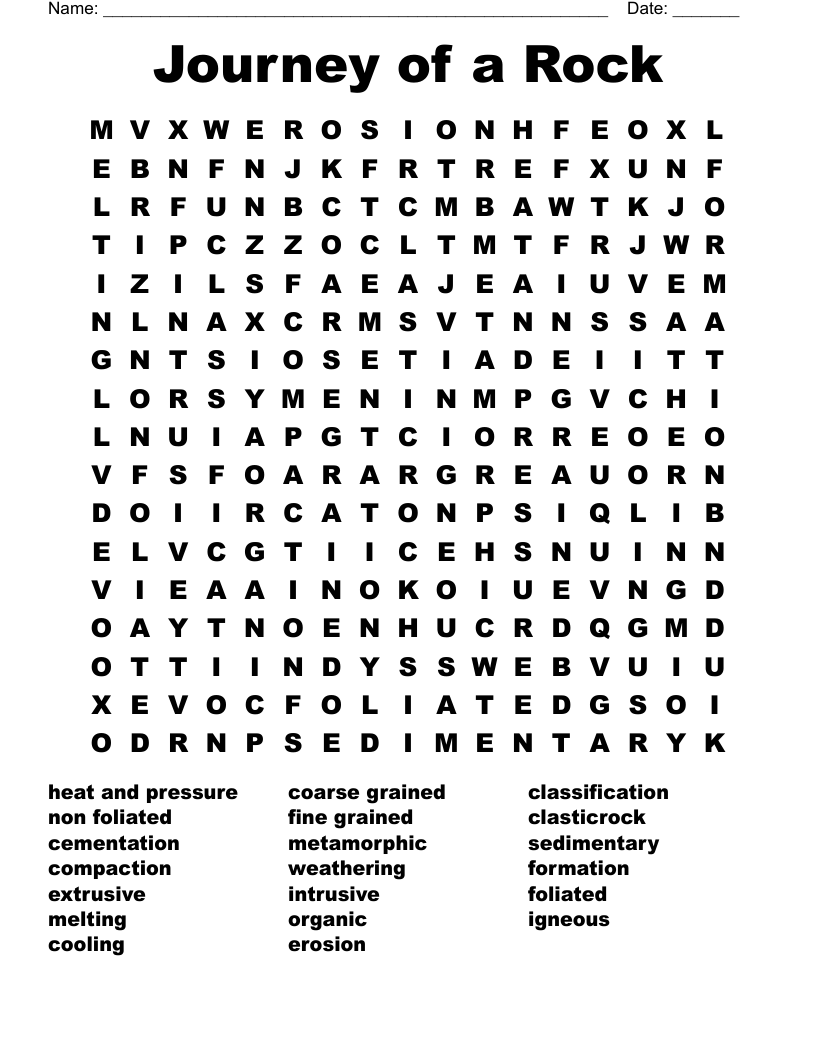 Journey of a Rock Word Search