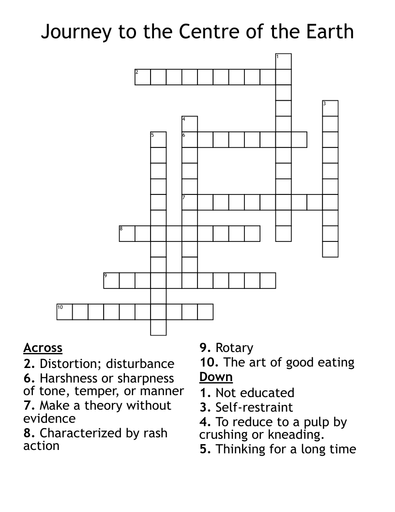 Journey to the Centre of the Earth Crossword
