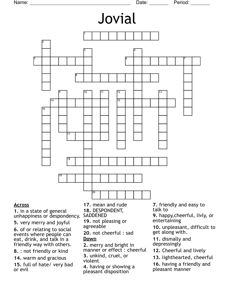 Jovial Crossword