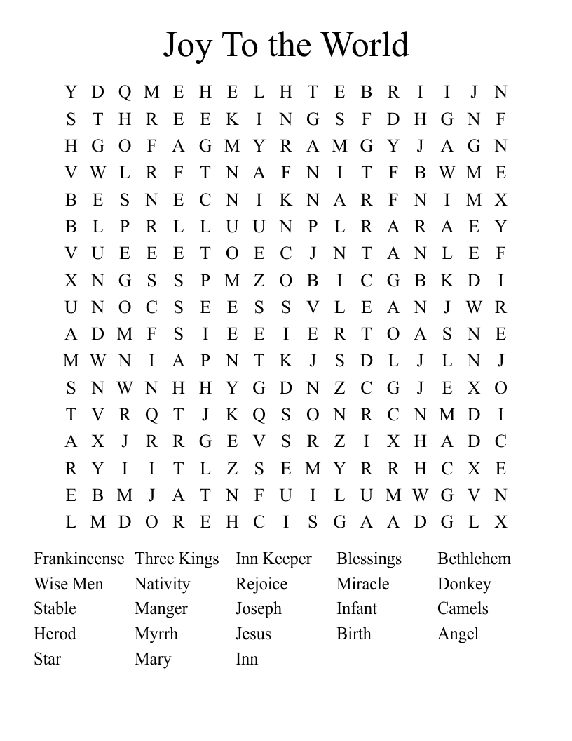 Joy To the World Word Search