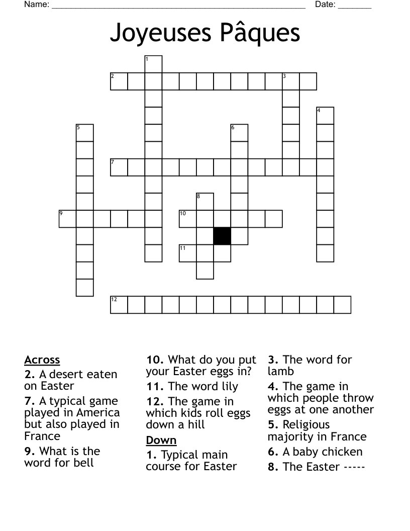 Joyeuses Pâques Crossword