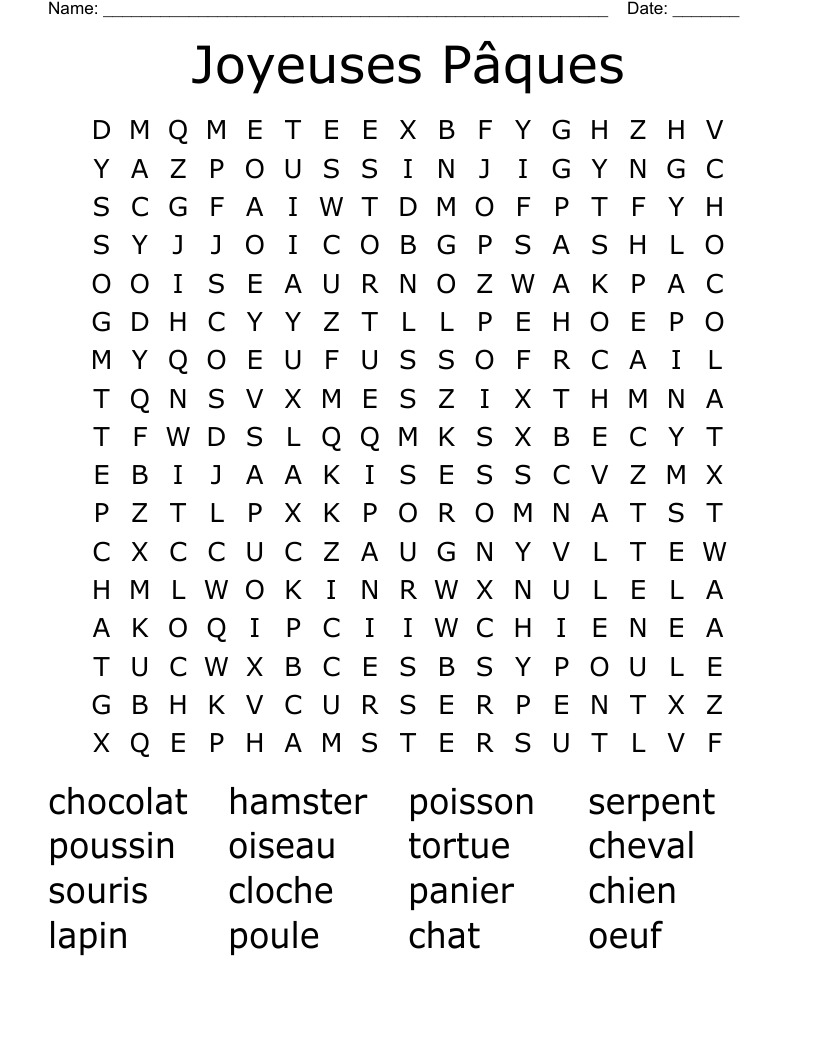 Joyeuses Pâques Word Search