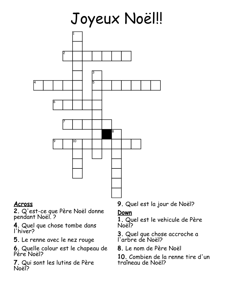 Joyeux Noël!! Crossword
