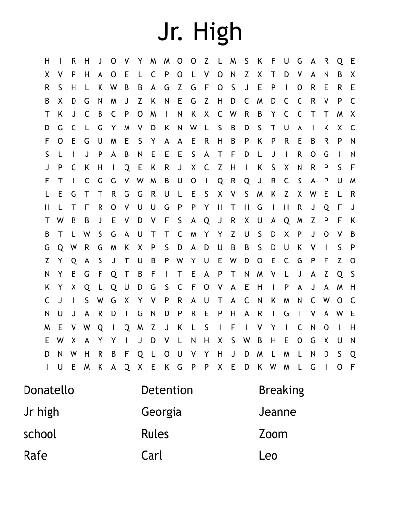 Jr. High Word Search