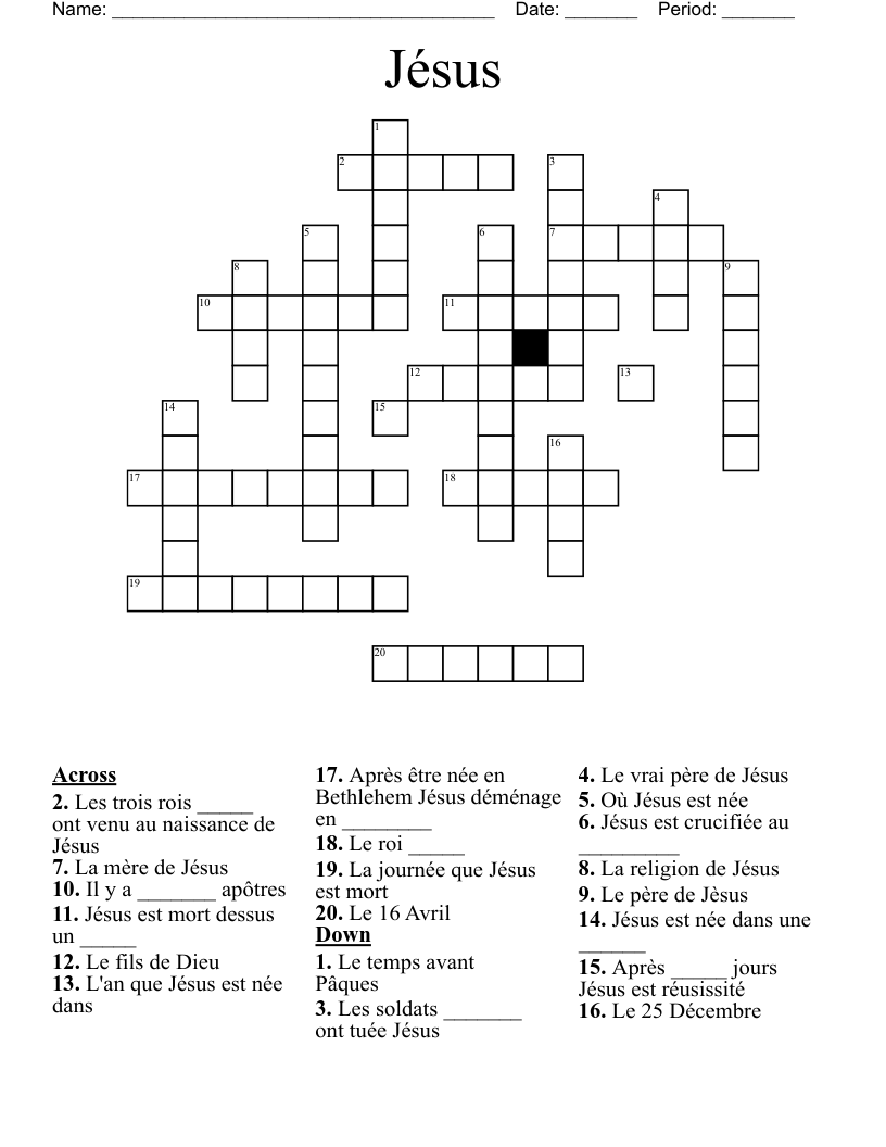 Jésus Crossword