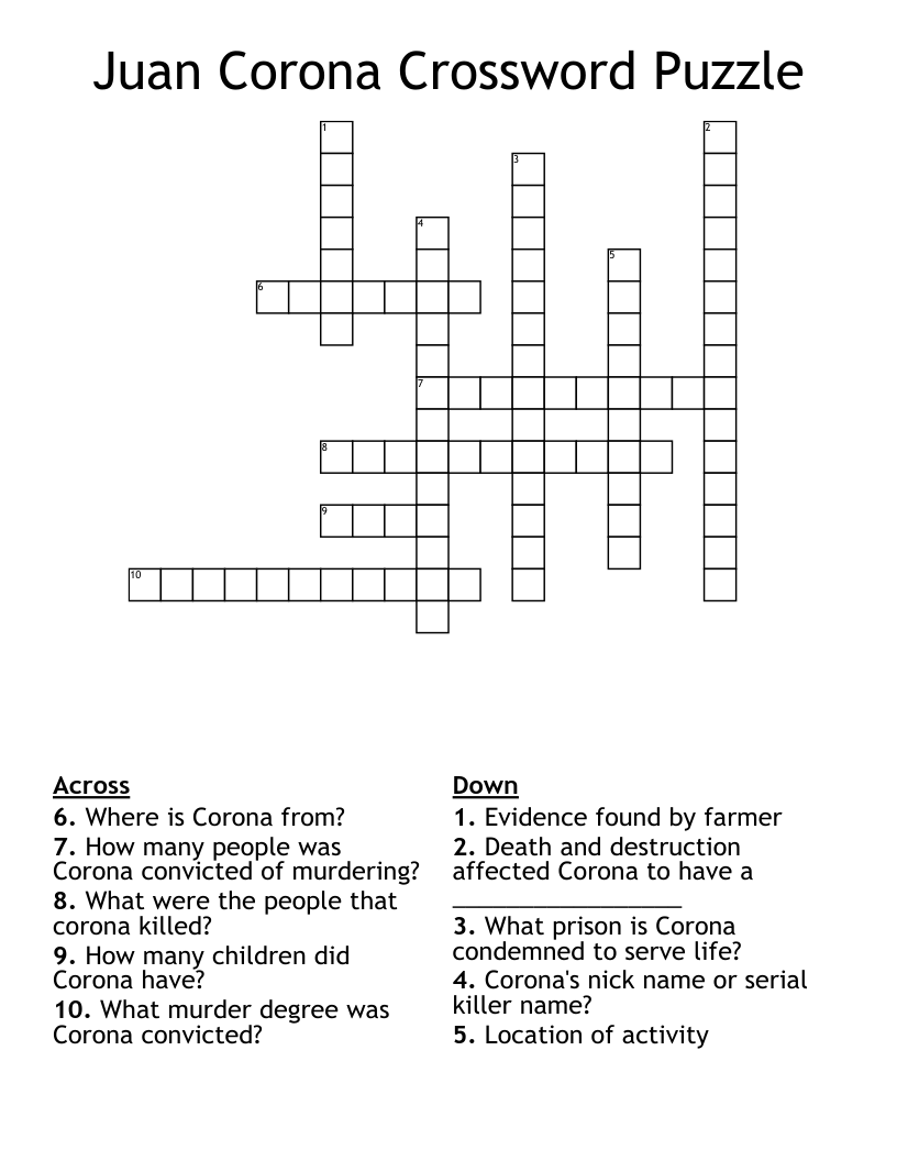 Juan Corona Crossword Puzzle