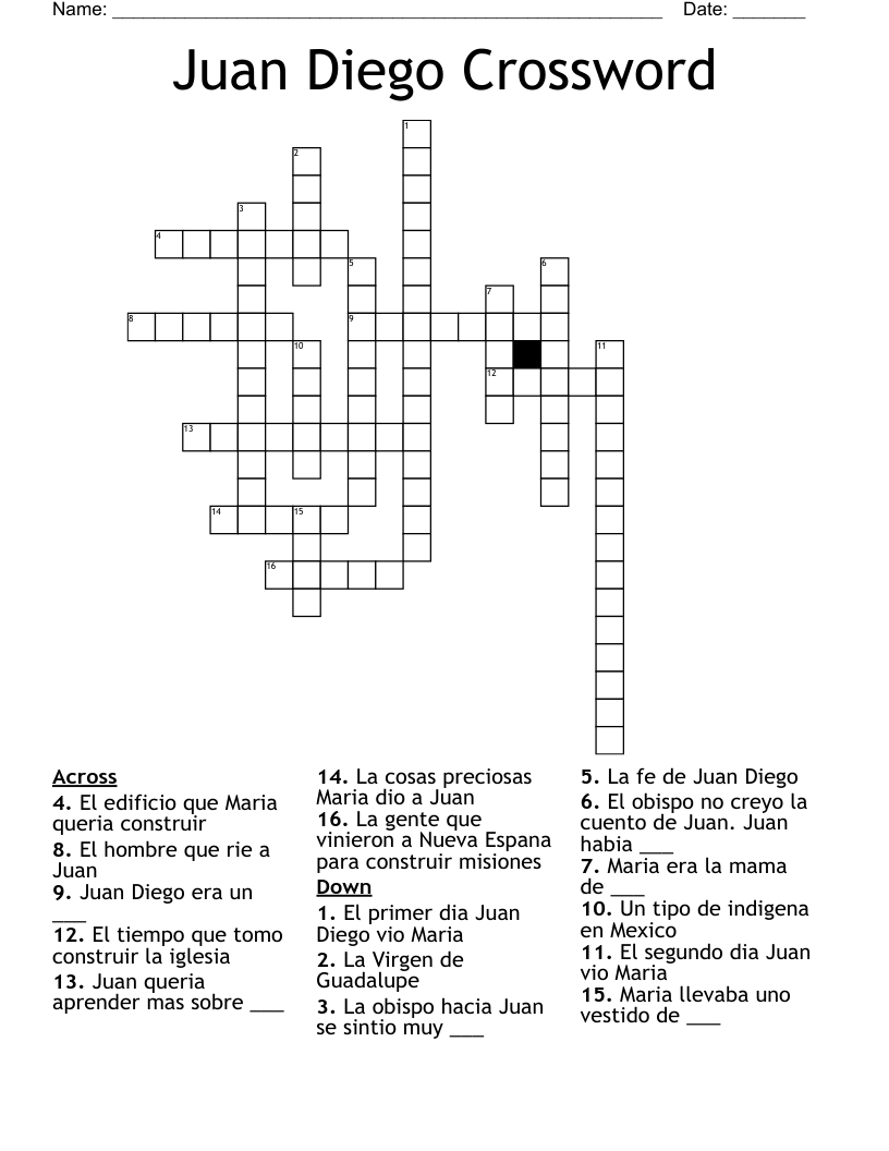 Juan Diego Crossword