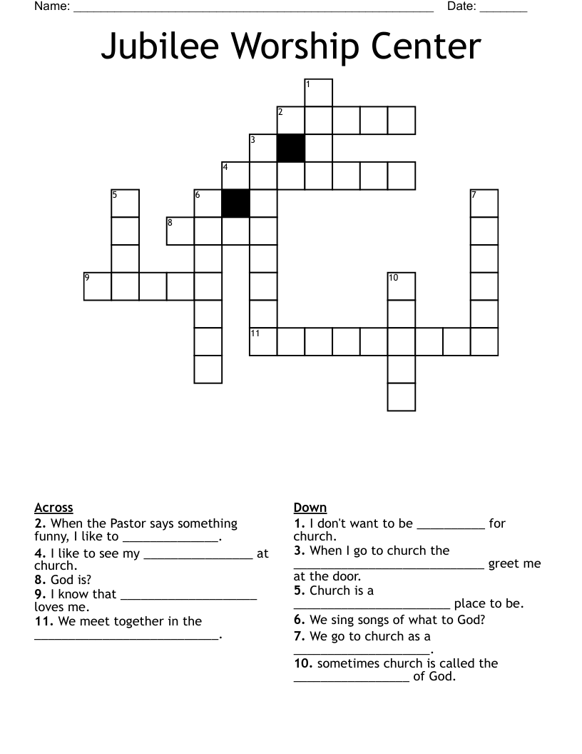 Jubilee Worship Center Crossword