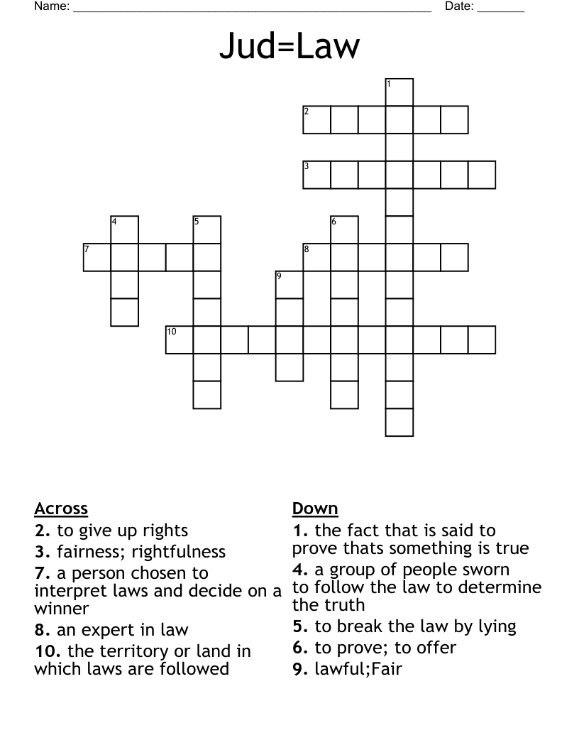Jud=Law Crossword