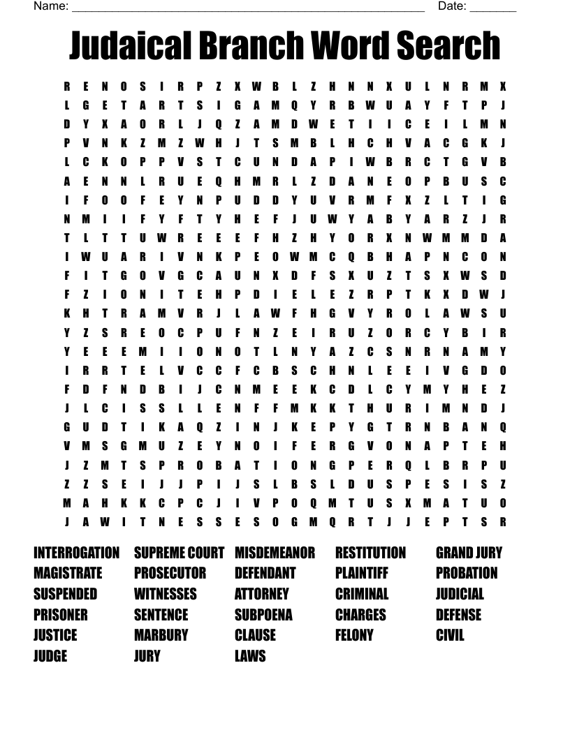 Judaical Branch Word Search
