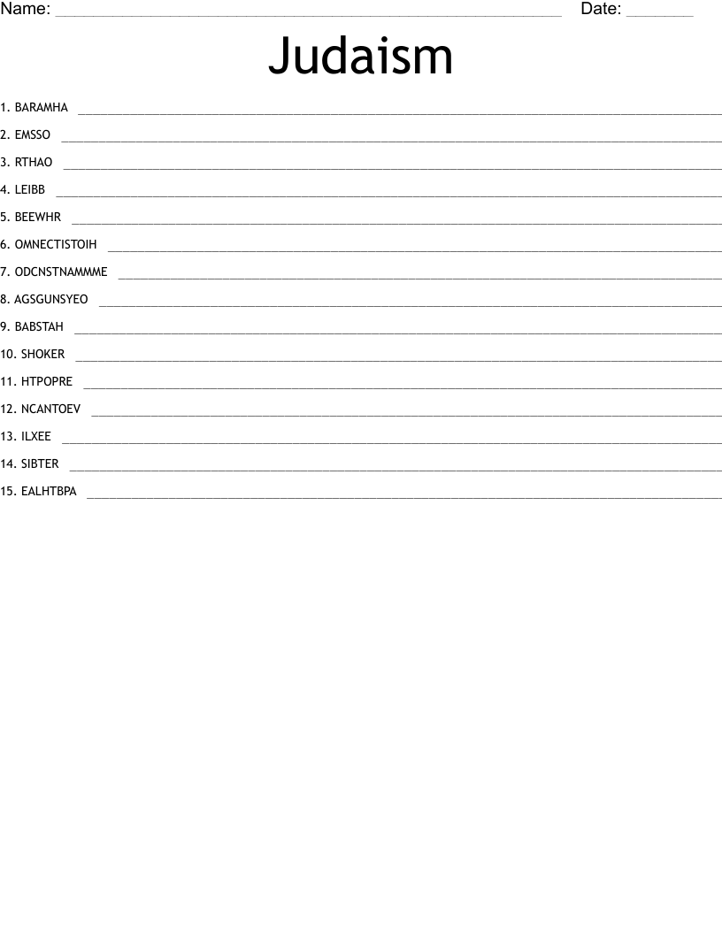 Judaism Word Scramble