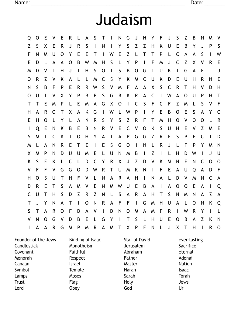 Judaism Word Search