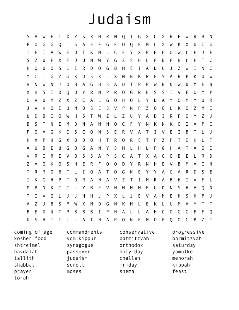 Judaism Word Search
