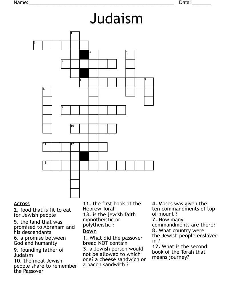 Judaism Crossword