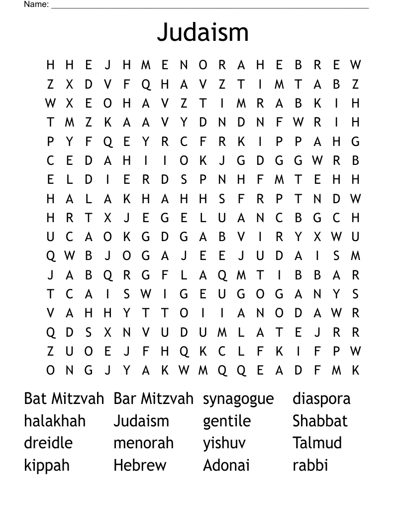 Judaism Word Search