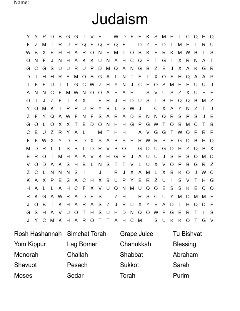 Judaism Word Search