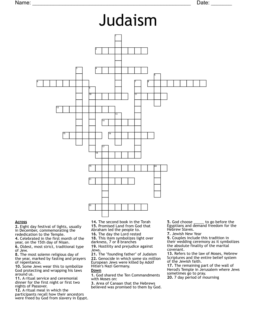 Judaism Crossword