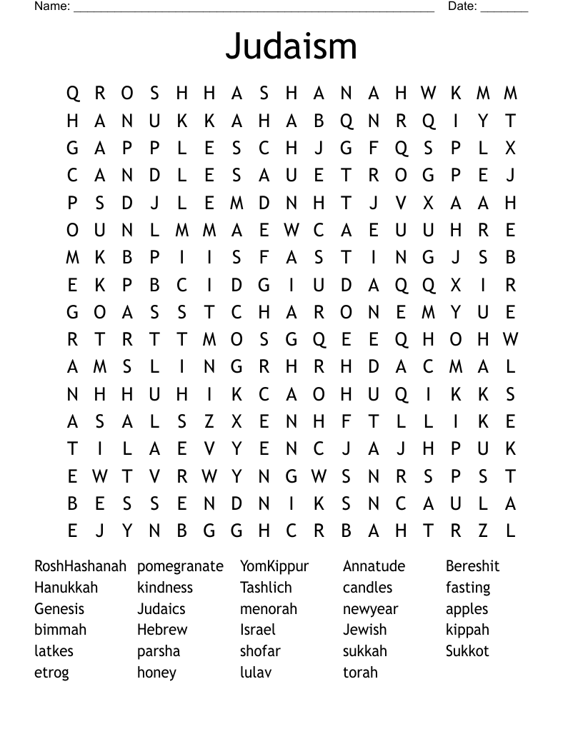 Judaism Word Search
