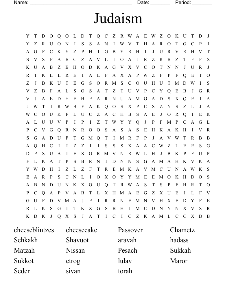 Judaism Word Search