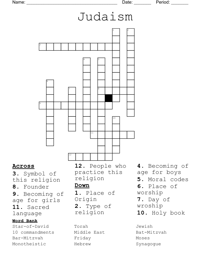 Judaism Crossword